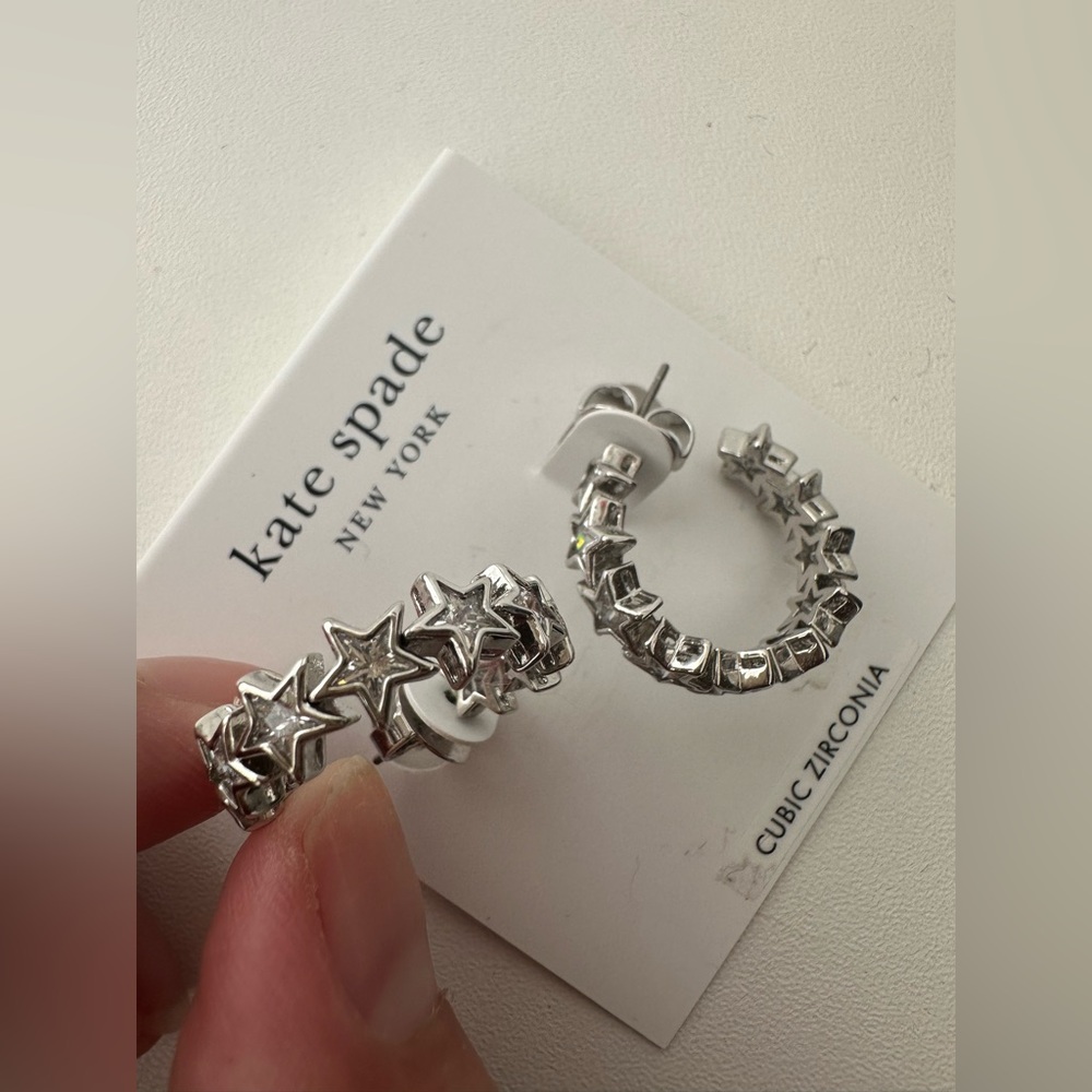Space Cadet Cubic Zirconia Star Hoop Earrings